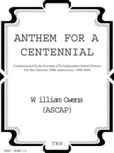 Anthem for a Centennial Concert Band sheet music cover